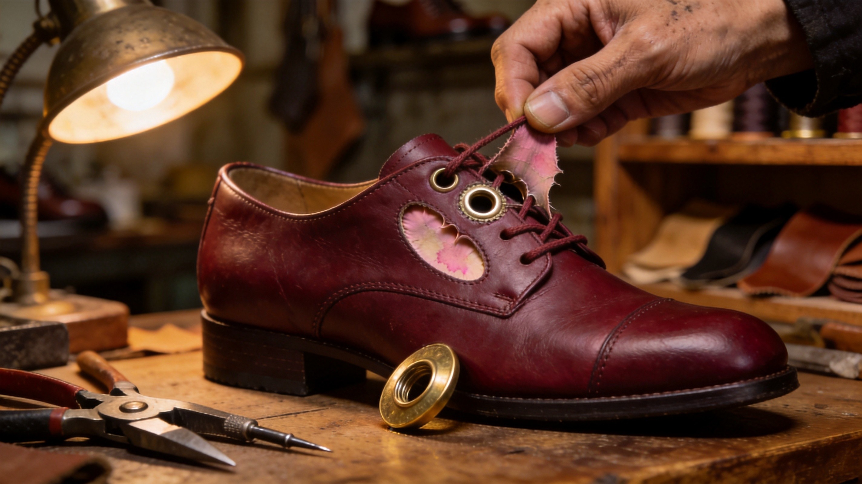 Why Your Shoes' Eyelet Holes or Lace Pockets Stretch, Distort, and Develop Visible 'Gaping' Around the Grommet After a Few Months of Lacing — The Hidden Upper-Thickness Variance, Grommet-Flange-Wrap Geometry, Punch-Hole-Size Tolerance, and Lace-Cycle Stress-Concentration Behind the 2026 'Why Are My Lace Holes Stretching' Epidemic